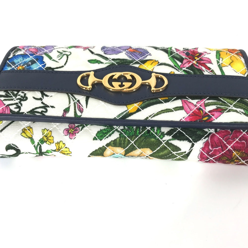 GUCCI Long Wallet Purse 536352 canvas multicolor Flora Floral Flower GG Continental wallet Women Used