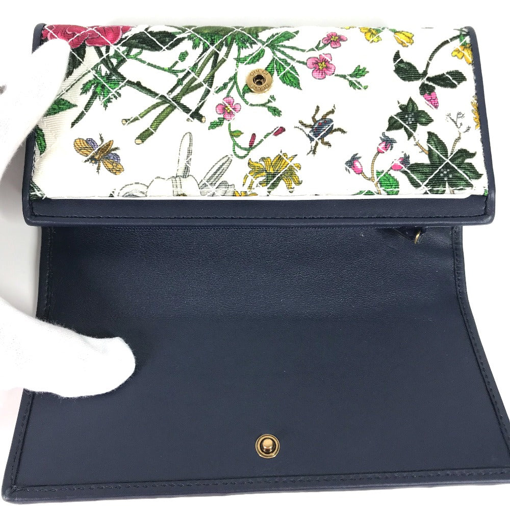 GUCCI Long Wallet Purse 536352 canvas multicolor Flora Floral Flower GG Continental wallet Women Used