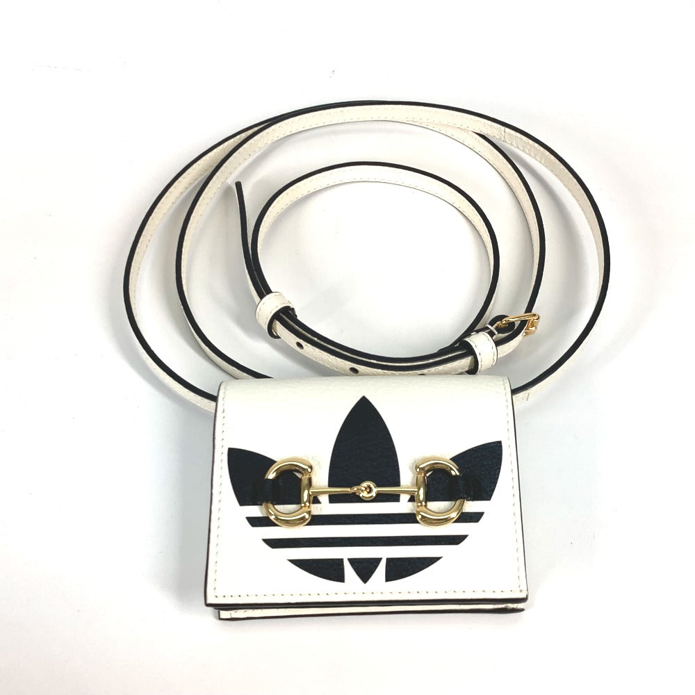 GUCCI Folded wallet 702248 leather white adidas adidas collaboration Horsebit mens Used