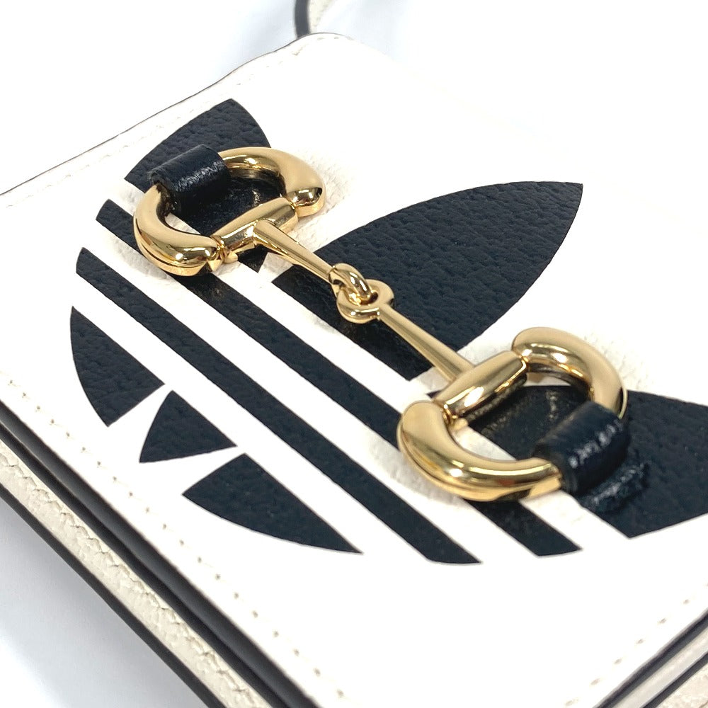 GUCCI Folded wallet 702248 leather white adidas adidas collaboration Horsebit mens Used