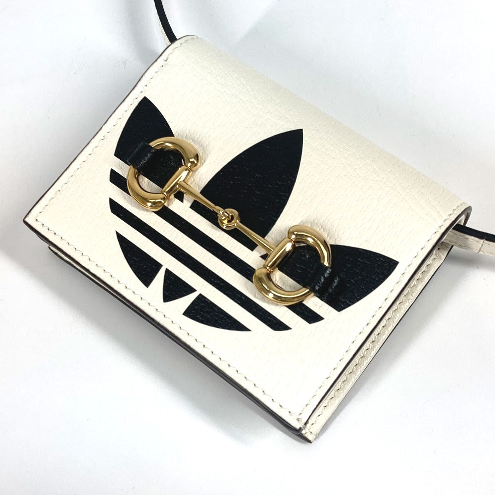 GUCCI Folded wallet 702248 leather white adidas adidas collaboration Horsebit mens Used