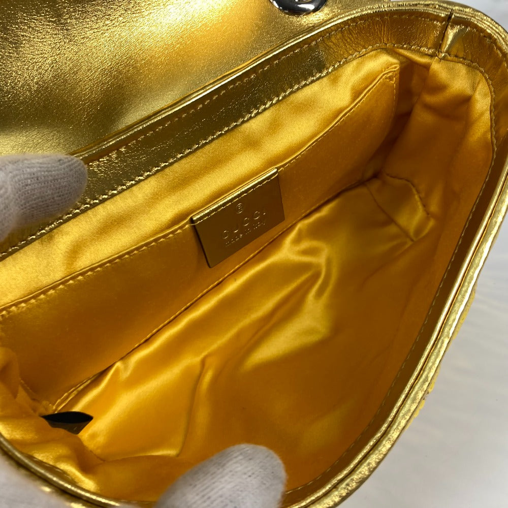 GUCCI Shoulder Bag 446744 Sequin / Leather Yellow Gold GG Marmont Sequin Women Used