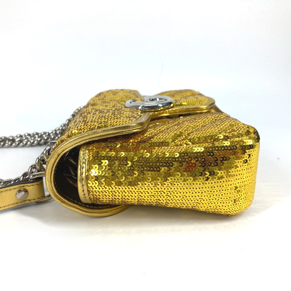 GUCCI Shoulder Bag 446744 Sequin / Leather Yellow Gold GG Marmont Sequin Women Used