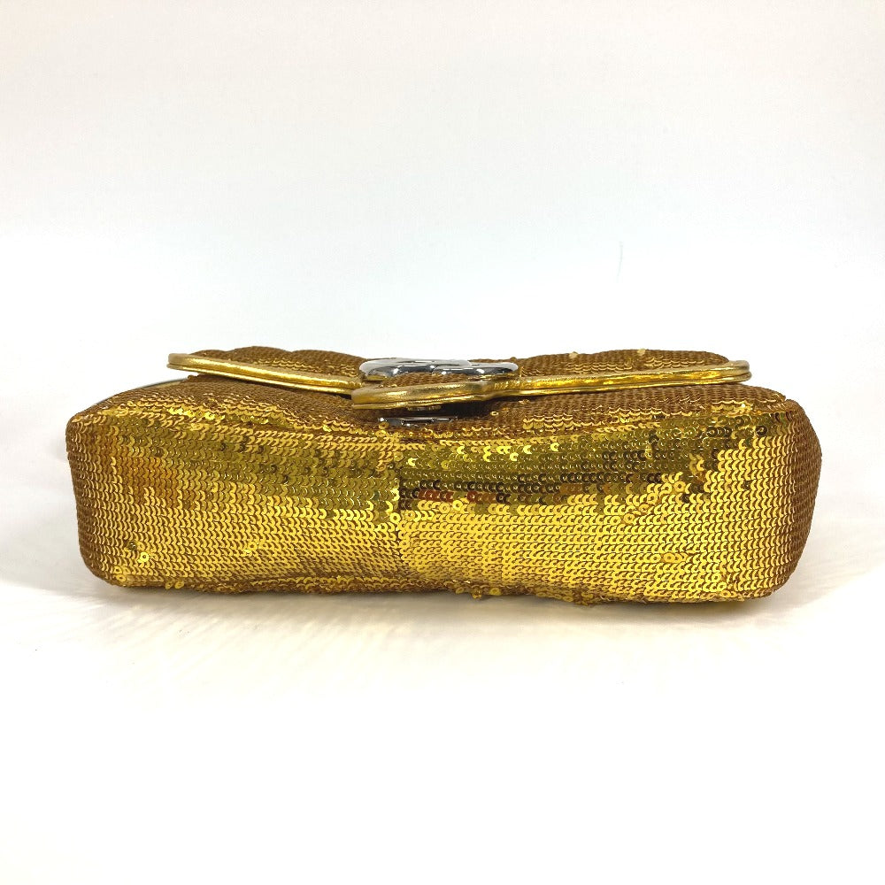 GUCCI Shoulder Bag 446744 Sequin / Leather Yellow Gold GG Marmont Sequin Women Used