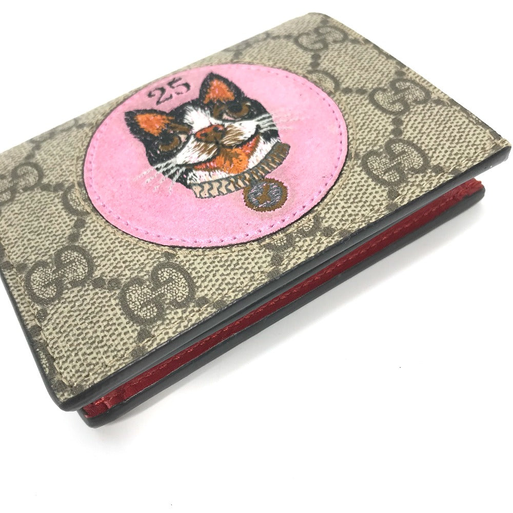 GUCCI Folded wallet 506277 GG Supreme Canvas Beige x pink GG Supreme BOSCO BOSCO applique dog Women Used