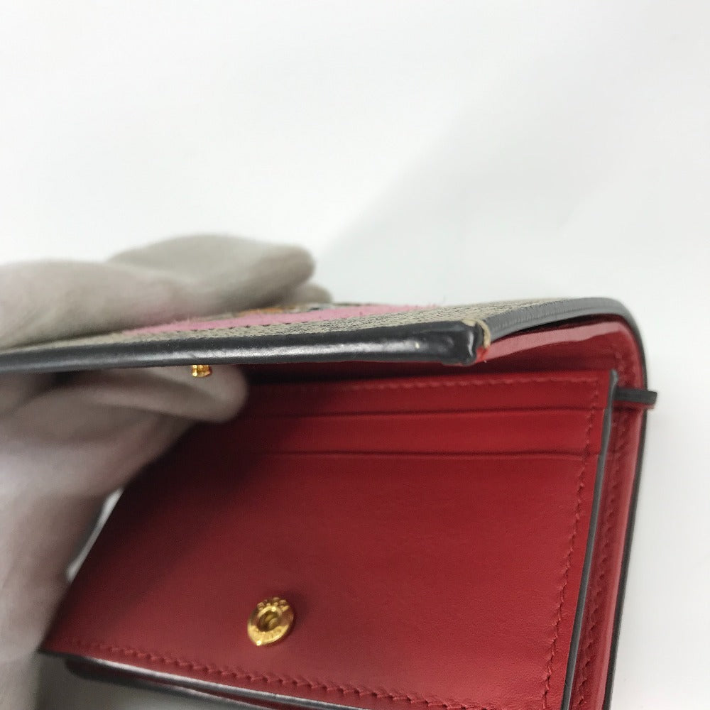 GUCCI Folded wallet 506277 GG Supreme Canvas Beige x pink GG Supreme BOSCO BOSCO applique dog Women Used