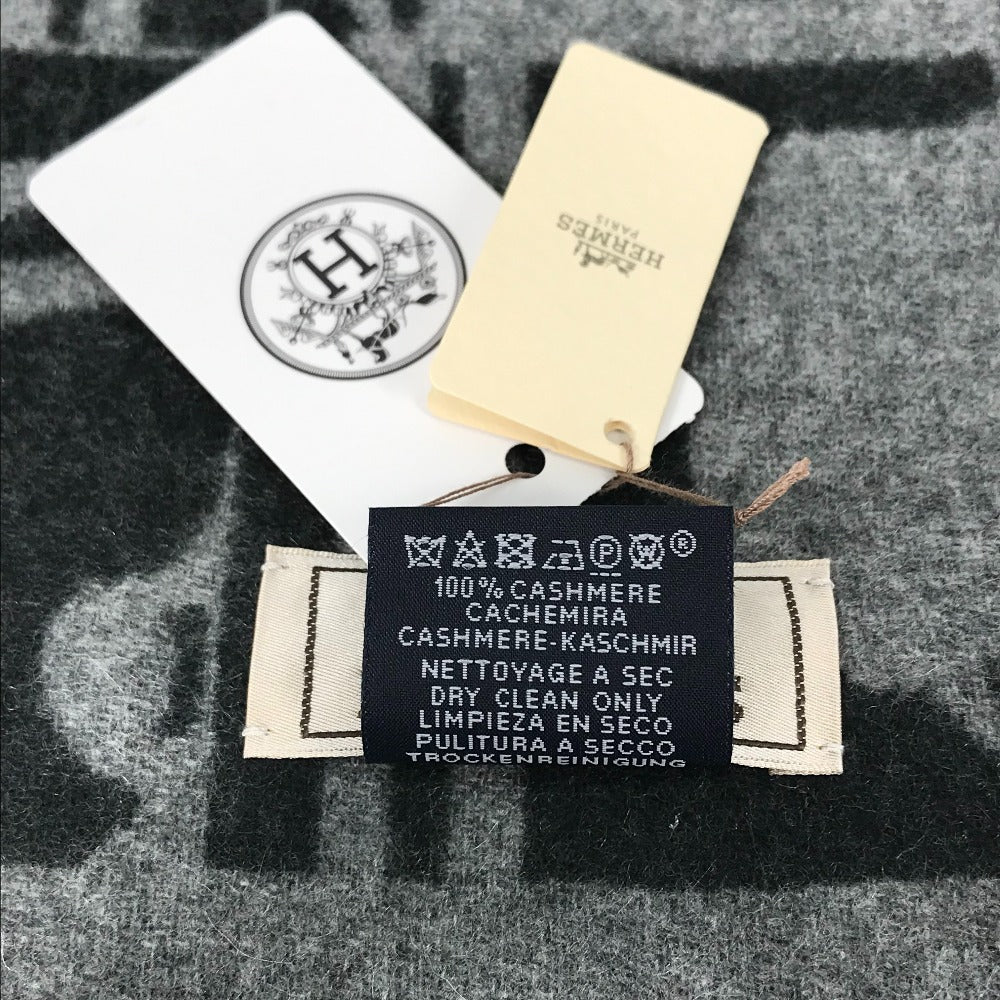 HERMES Scarf cashmere gray fringe Brides de Gala