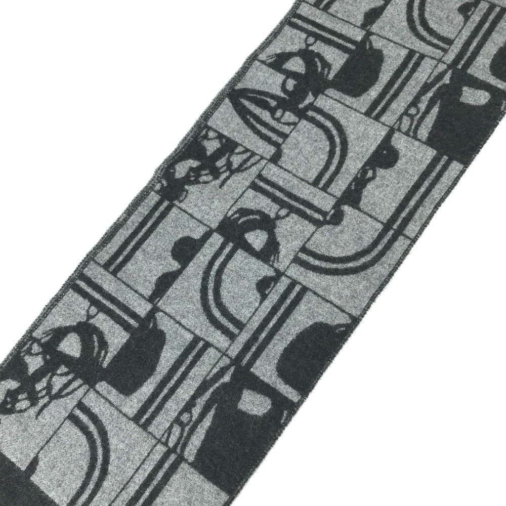 HERMES Scarf cashmere gray fringe Brides de Gala