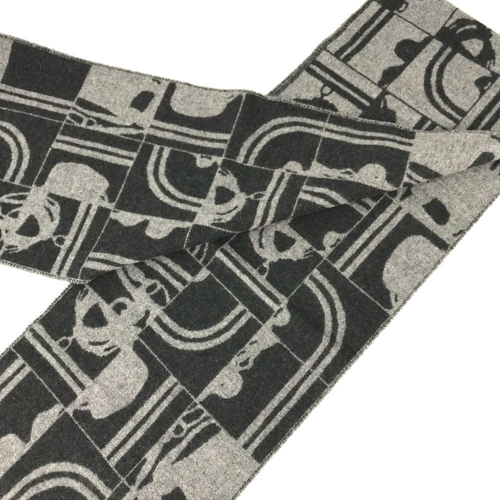 HERMES Scarf cashmere gray fringe Brides de Gala
