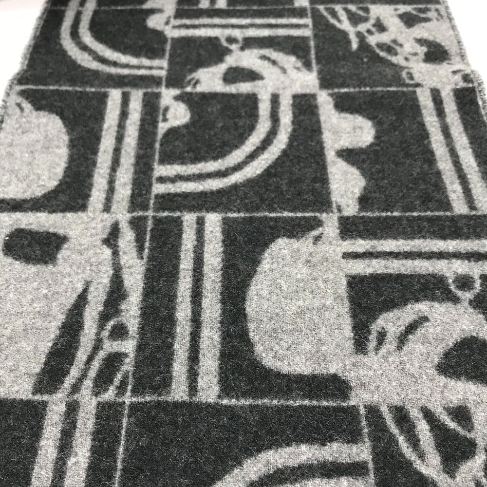 HERMES Scarf cashmere gray fringe Brides de Gala