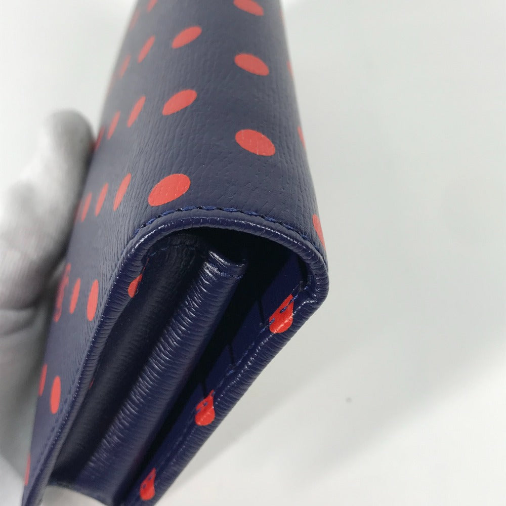 GUCCI Long Wallet Purse 621892 leather Navy x red Horsebit 1955 Dot Polka Dot Chain wallet Women Used