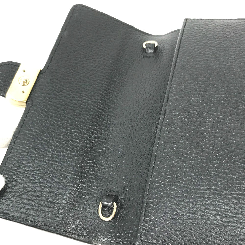 GUCCI Shoulder Bag 510314 leather black Interlocking G Chain wallet Women Used