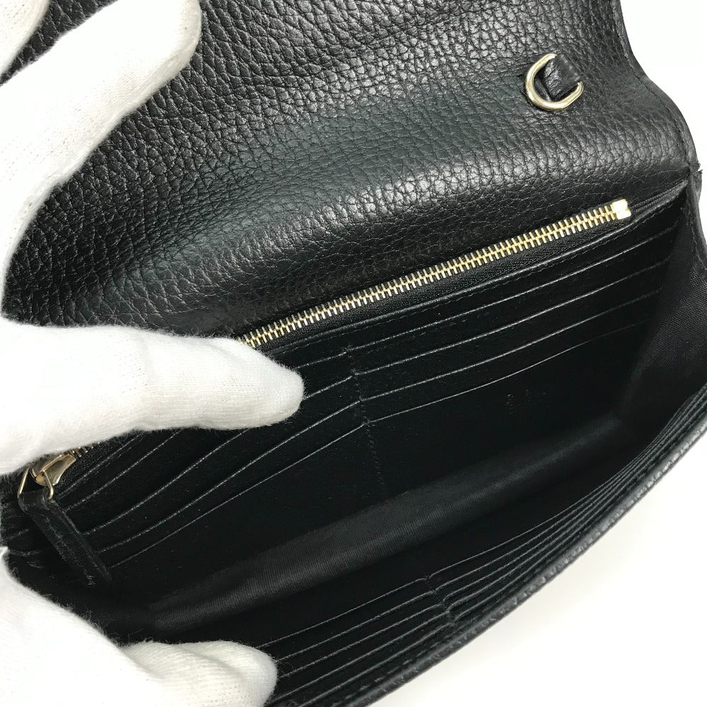 GUCCI Shoulder Bag 510314 leather black Interlocking G Chain wallet Women Used