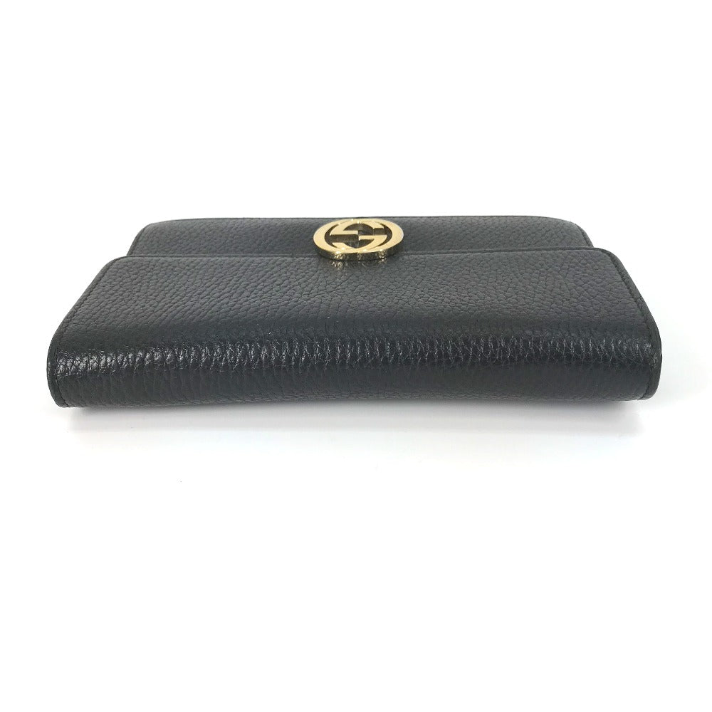 GUCCI Shoulder Bag 510314 leather black Interlocking G Chain wallet Women Used
