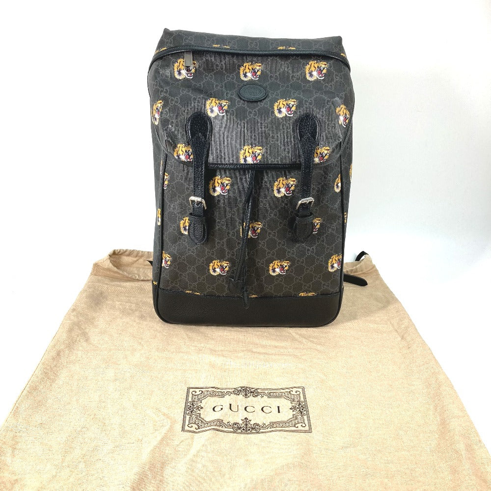 GUCCI Backpack 696013 GG Supreme Canvas black Interlocking G Medium backpack mens Used