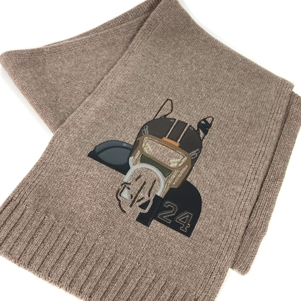 HERMES Scarf H393972T 03 Cashmere, Silk Brown Leather patch quarter bash