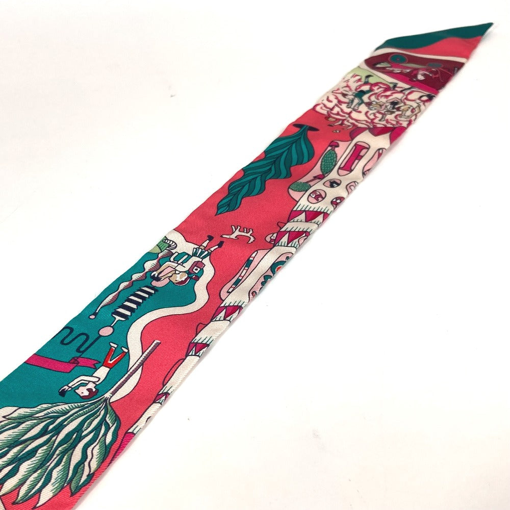 HERMES scarf 063536S silk Green x pink type Twilly Twilly EXPOSITION UNIVERSELL Women Used