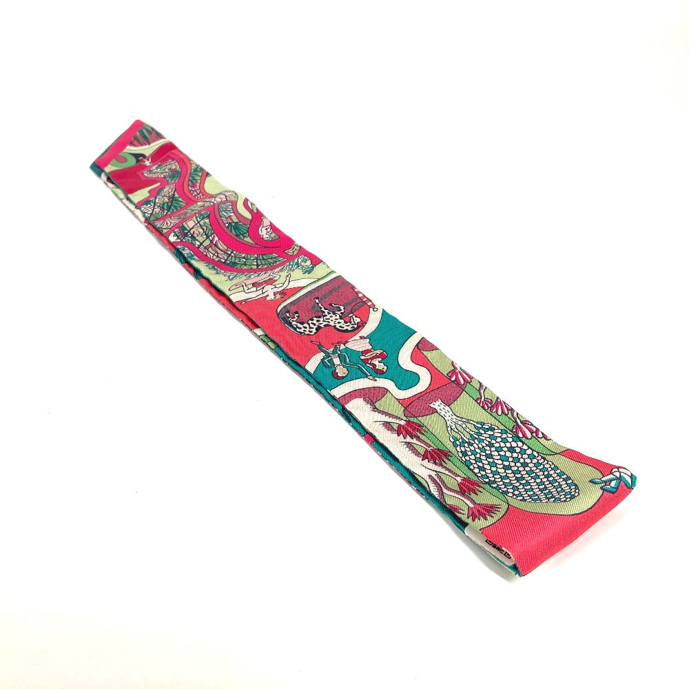 HERMES scarf 063536S silk Green x pink type Twilly Twilly EXPOSITION UNIVERSELL Women Used