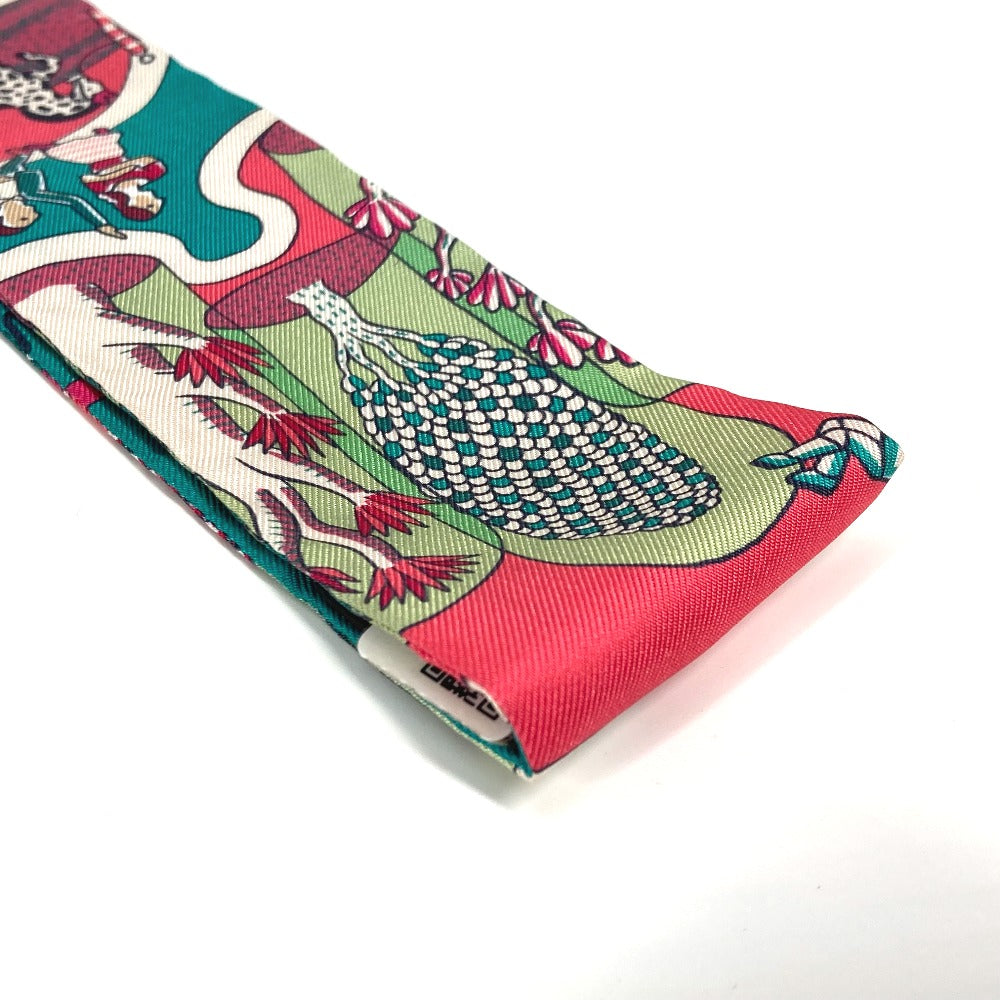 HERMES scarf 063536S silk Green x pink type Twilly Twilly EXPOSITION UNIVERSELL Women Used