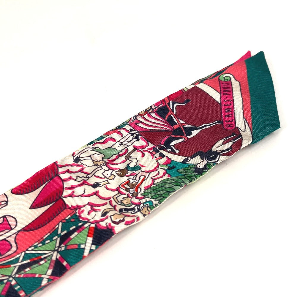 HERMES scarf 063536S silk Green x pink type Twilly Twilly EXPOSITION UNIVERSELL Women Used
