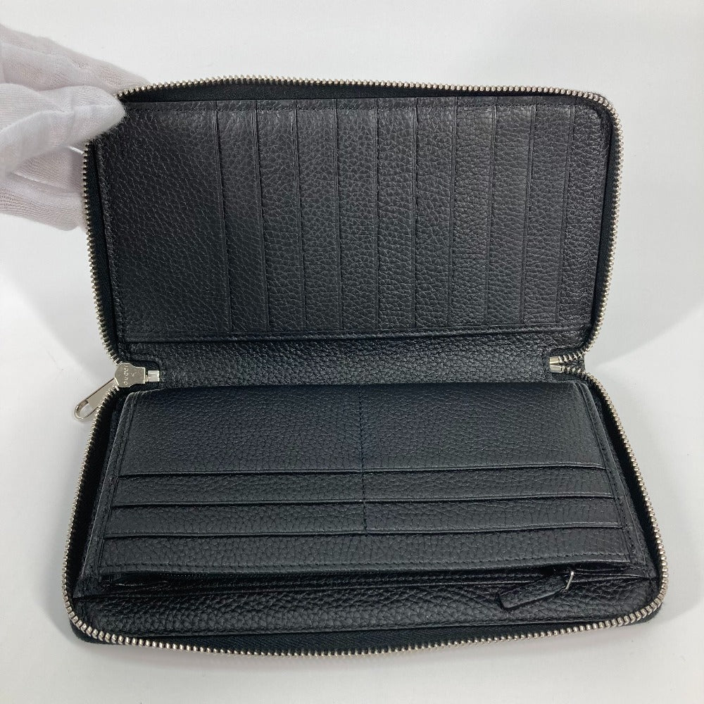 GUCCI Long Wallet Purse 739482 leather black Jumbo GG Zip wallet mens Used