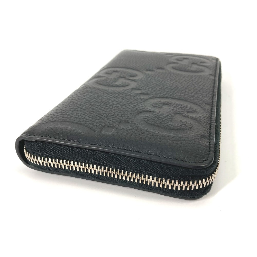 GUCCI Long Wallet Purse 739482 leather black Jumbo GG Zip wallet mens Used