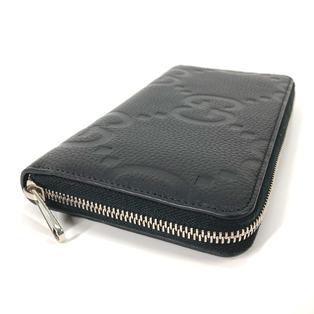 GUCCI Long Wallet Purse 739482 leather black Jumbo GG Zip wallet mens Used