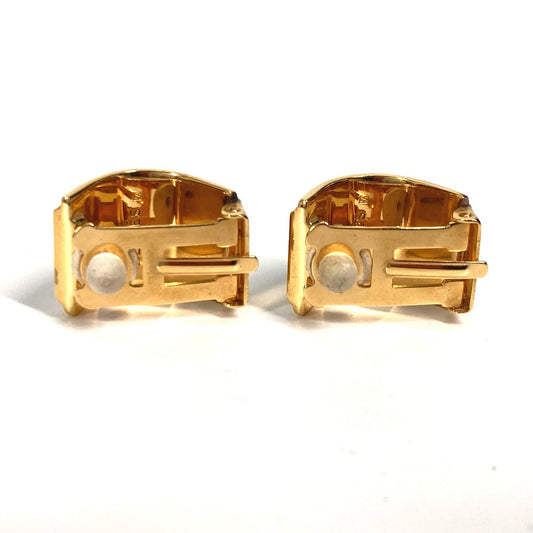 HERMES Earring Gold Plated Gold x Blue H pattern Cloisonn Emile Women Used