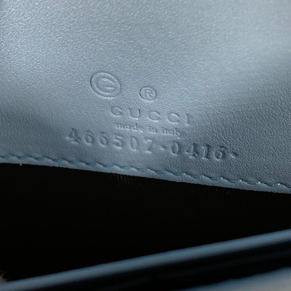 GUCCI Shoulder Bag 466507 leather blue Micro Guccisima Shoulder wallet Women Used