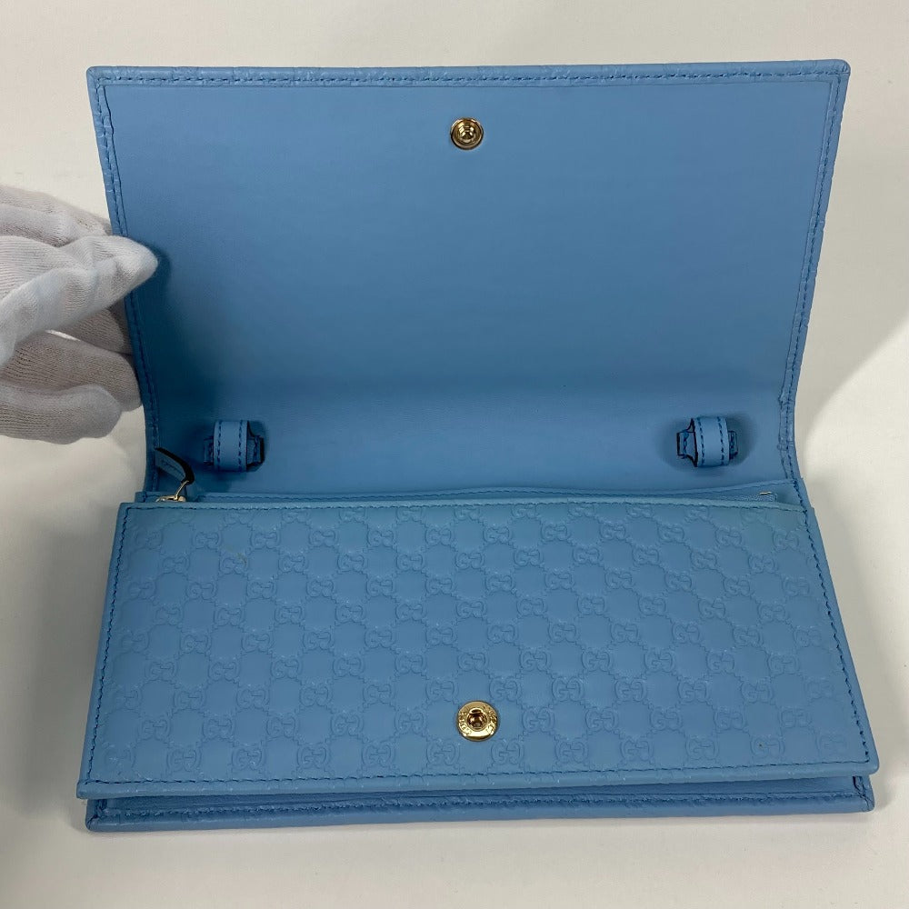 GUCCI Shoulder Bag 466507 leather blue Micro Guccisima Shoulder wallet Women Used