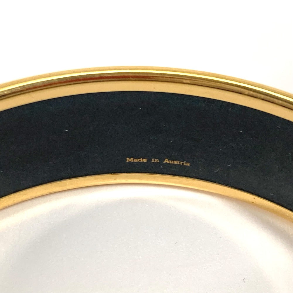 HERMES Bangle Cloisonne Black x Gold Horse horse Emaille GM Women Used