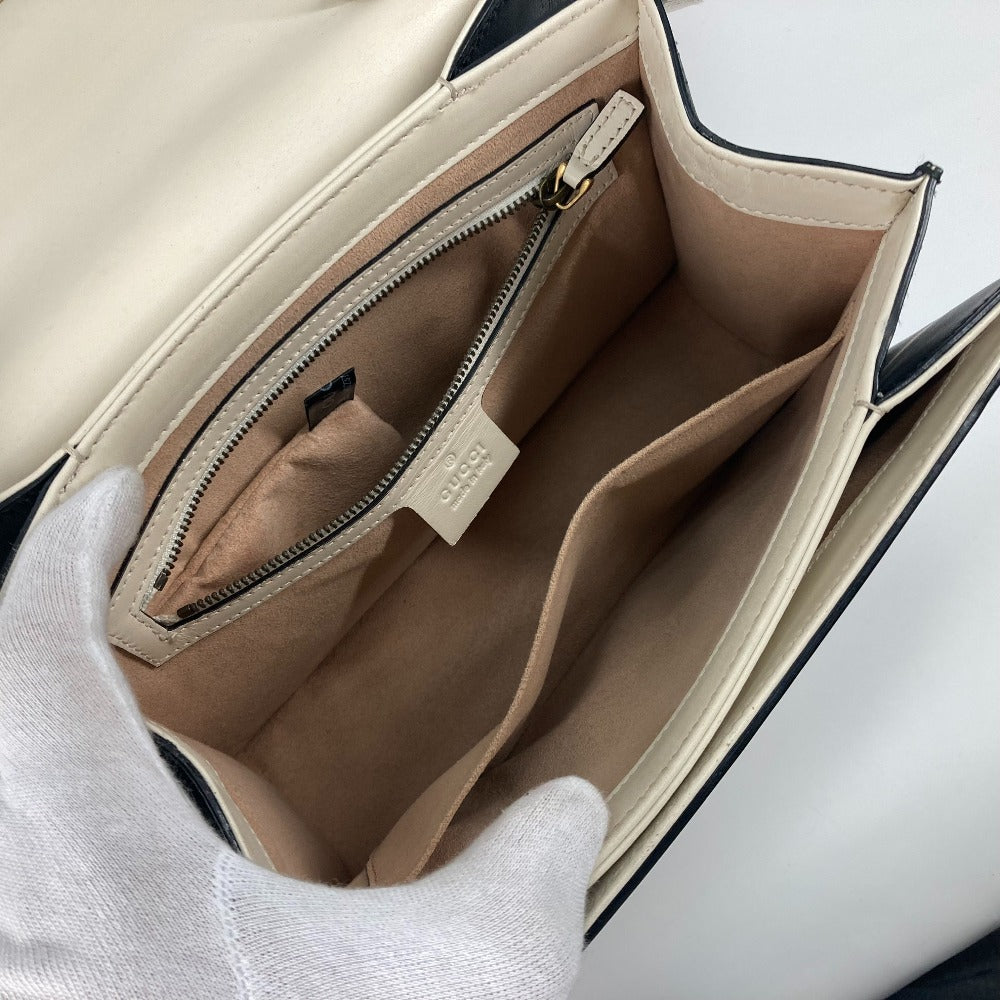 GUCCI Handbag 476541 leather Black x white Bijou Fake Pearl Queen Margaret BEE Bee Women Used