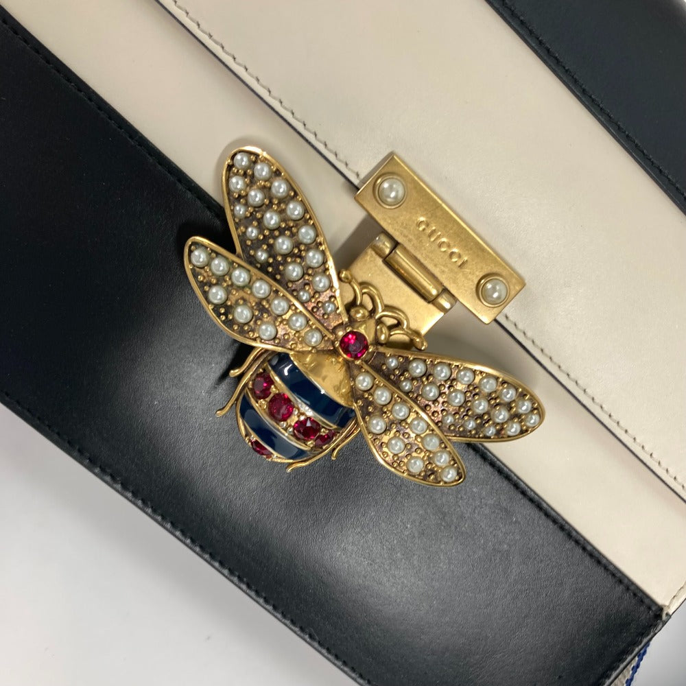 GUCCI Handbag 476541 leather Black x white Bijou Fake Pearl Queen Margaret BEE Bee Women Used