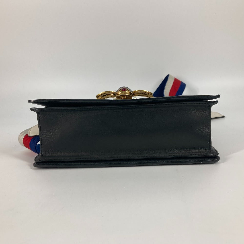 GUCCI Handbag 476541 leather Black x white Bijou Fake Pearl Queen Margaret BEE Bee Women Used