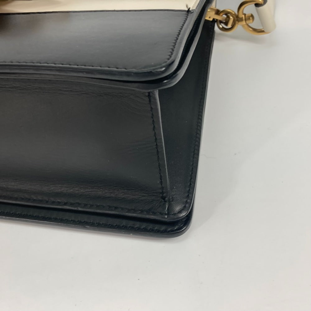 GUCCI Handbag 476541 leather Black x white Bijou Fake Pearl Queen Margaret BEE Bee Women Used