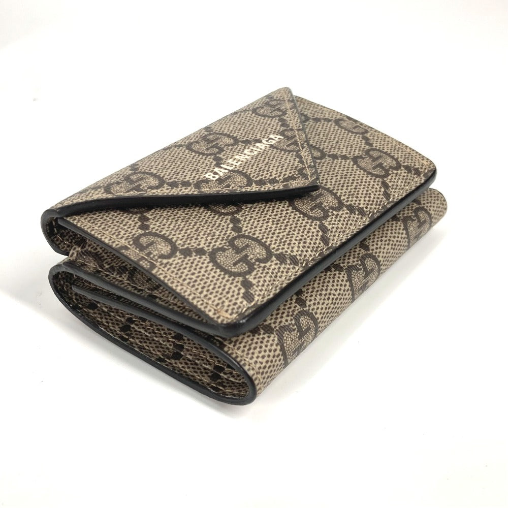 GUCCI Trifold wallet 681704 GG Supreme Canvas beige BALENCIAGA Balenciaga collaboration Paper mini wallet unisex Secondhand