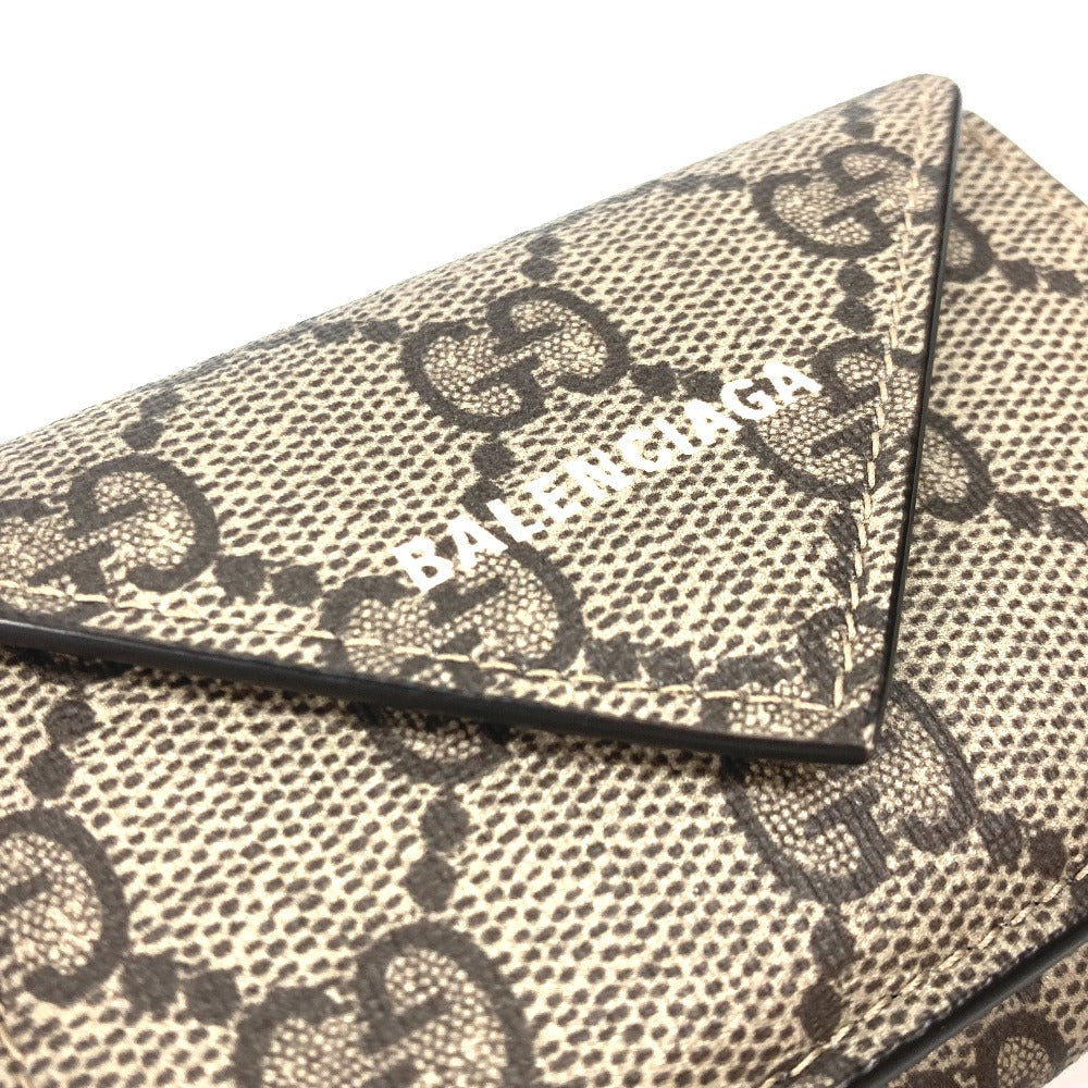 GUCCI Trifold wallet 681704 GG Supreme Canvas beige BALENCIAGA Balenciaga collaboration Paper mini wallet unisex Secondhand
