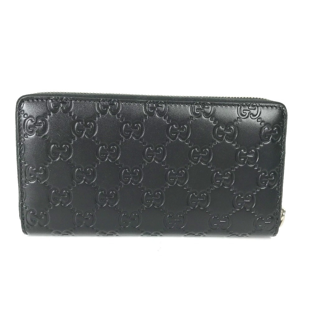 GUCCI Long Wallet Purse 473928 leather black GG long wallet Guccisima mens Used