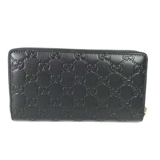 GUCCI Long Wallet Purse 473928 leather black GG long wallet Guccisima mens Used