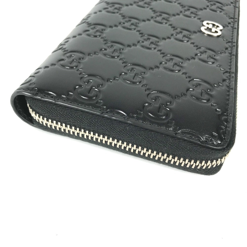 GUCCI Long Wallet Purse 473928 leather black GG long wallet Guccisima mens Used