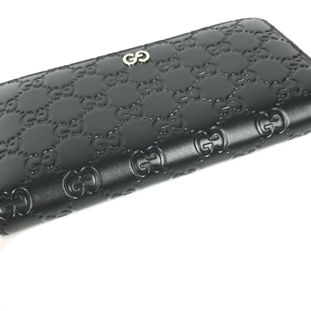 GUCCI Long Wallet Purse 473928 leather black GG long wallet Guccisima mens Used