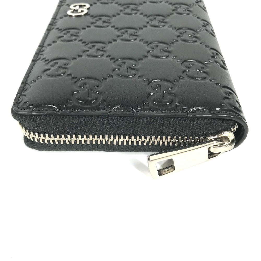 GUCCI Long Wallet Purse 473928 leather black GG long wallet Guccisima mens Used