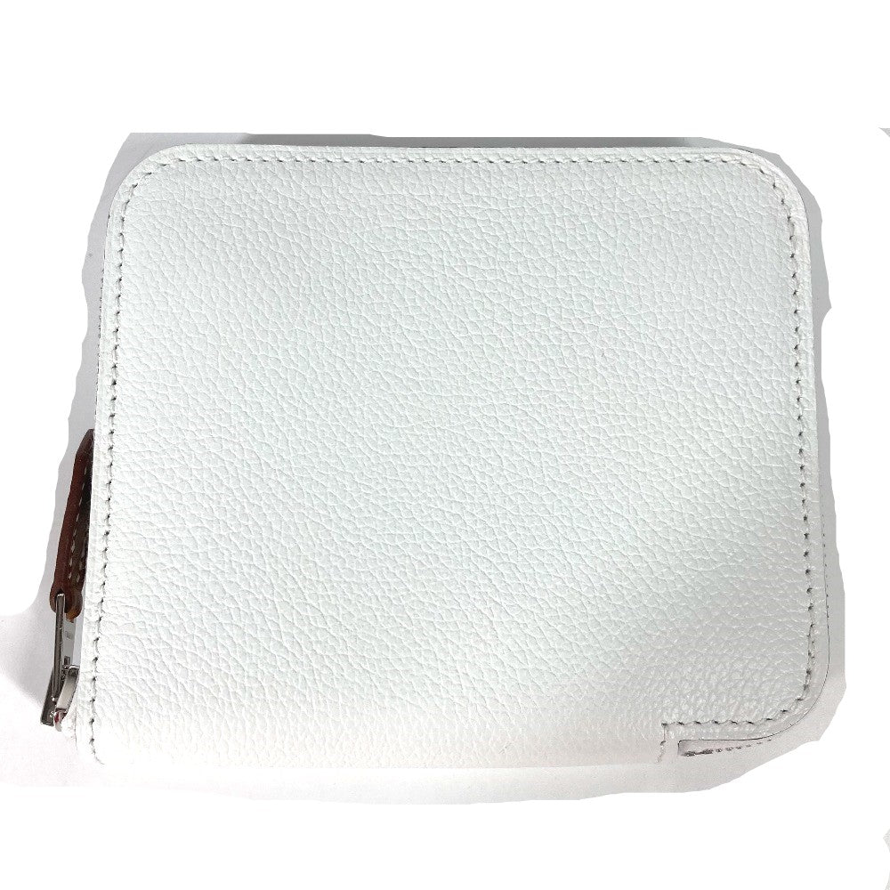 HERMES Coin case leather white Azap silk in compact Women Used