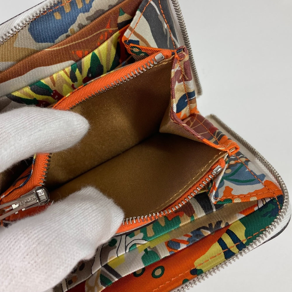 HERMES Coin case leather white Azap silk in compact Women Used