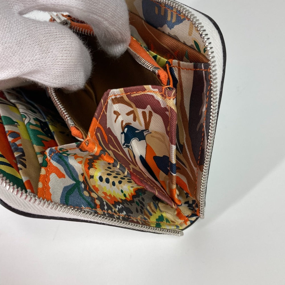 HERMES Coin case leather white Azap silk in compact Women Used