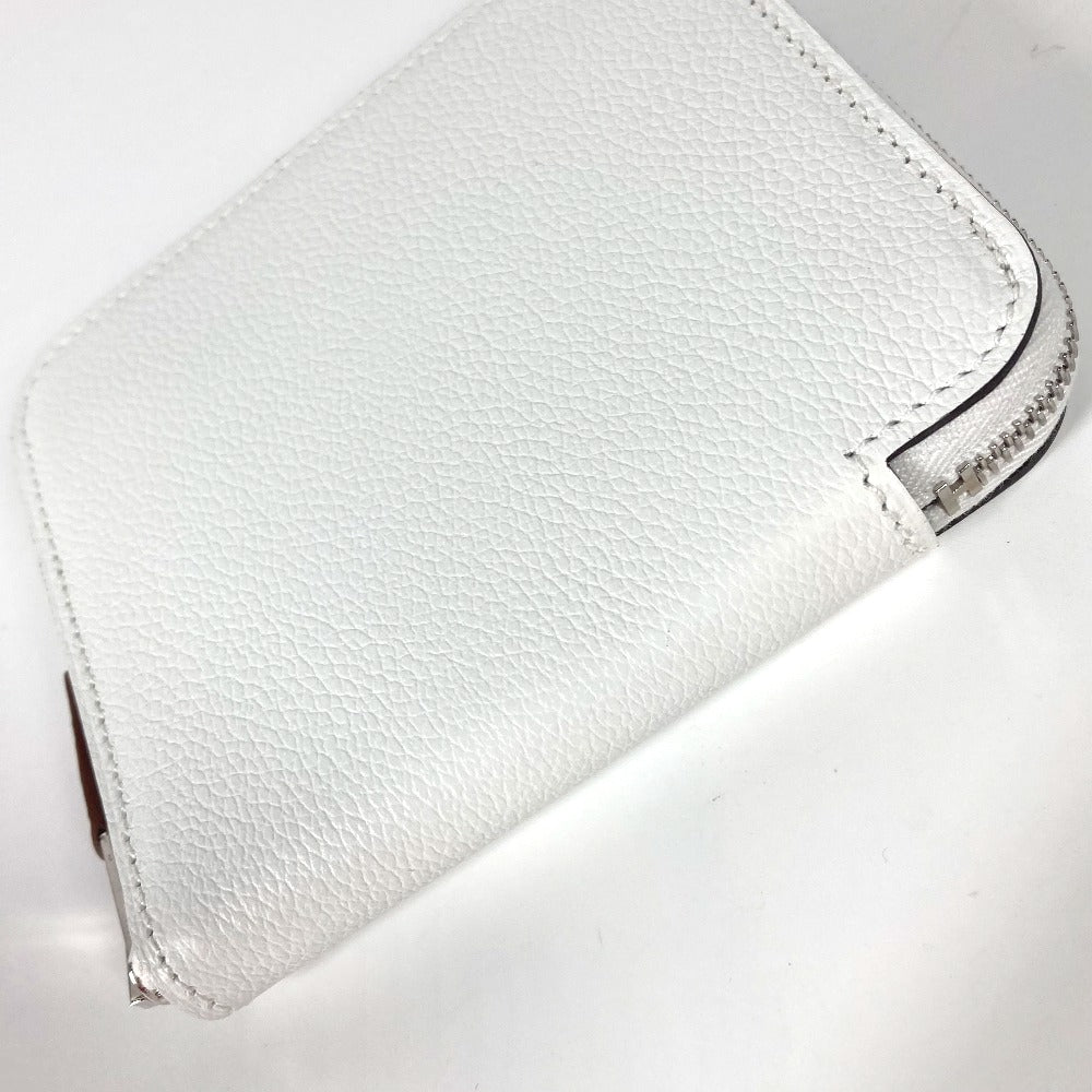 HERMES Coin case leather white Azap silk in compact Women Used