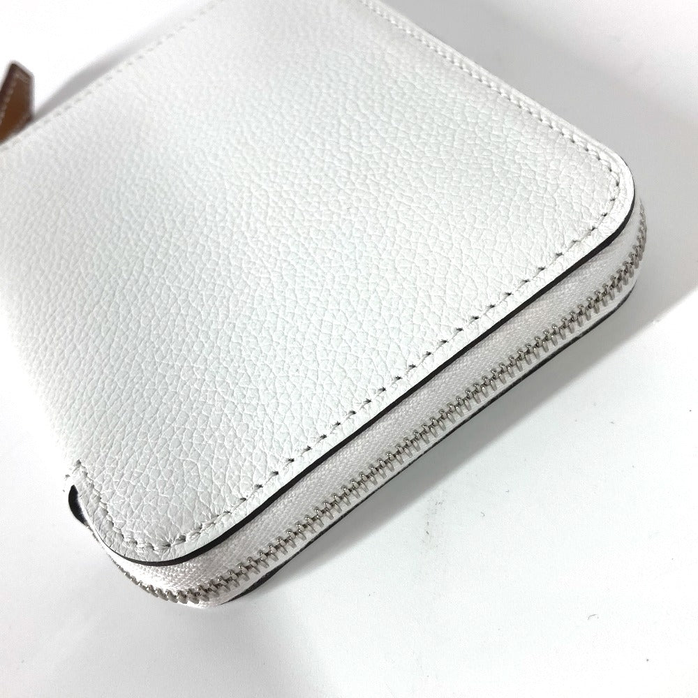 HERMES Coin case leather white Azap silk in compact Women Used