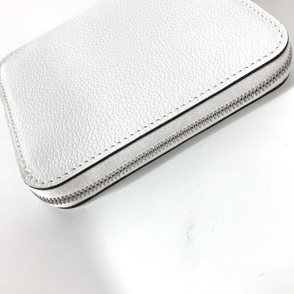 HERMES Coin case leather white Azap silk in compact Women Used