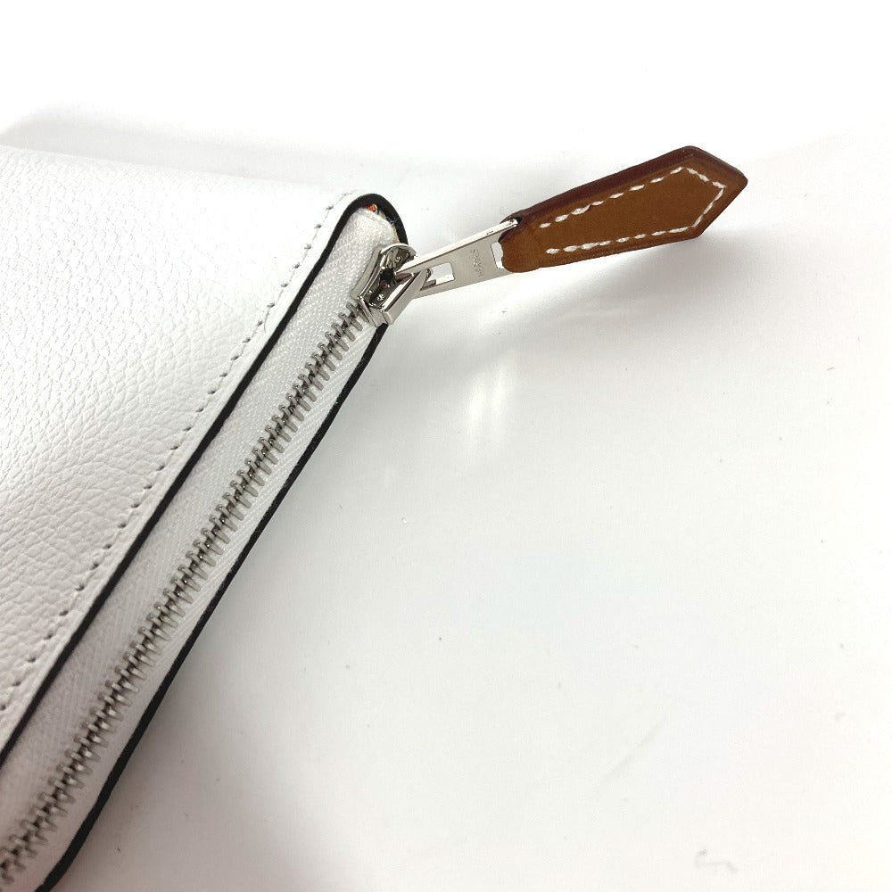 HERMES Coin case leather white Azap silk in compact Women Used
