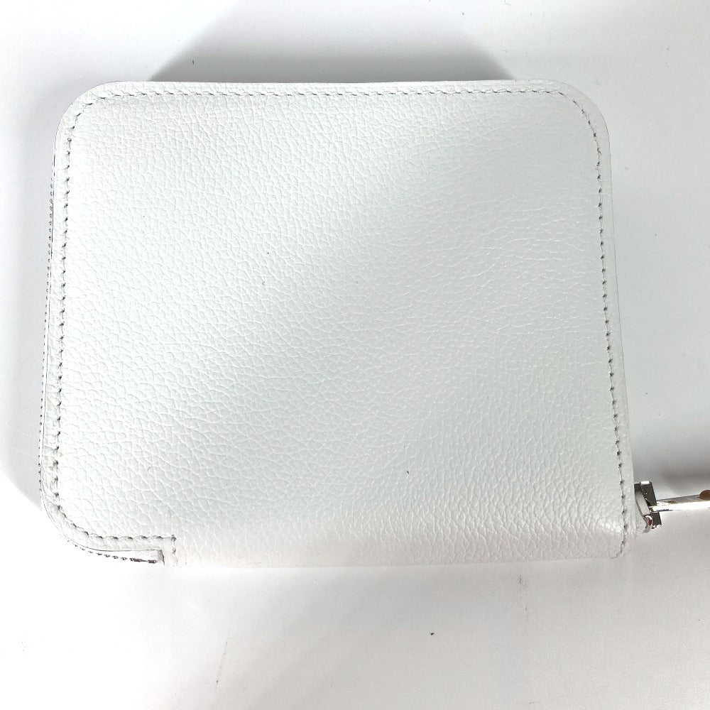 HERMES Coin case leather white Azap silk in compact Women Used